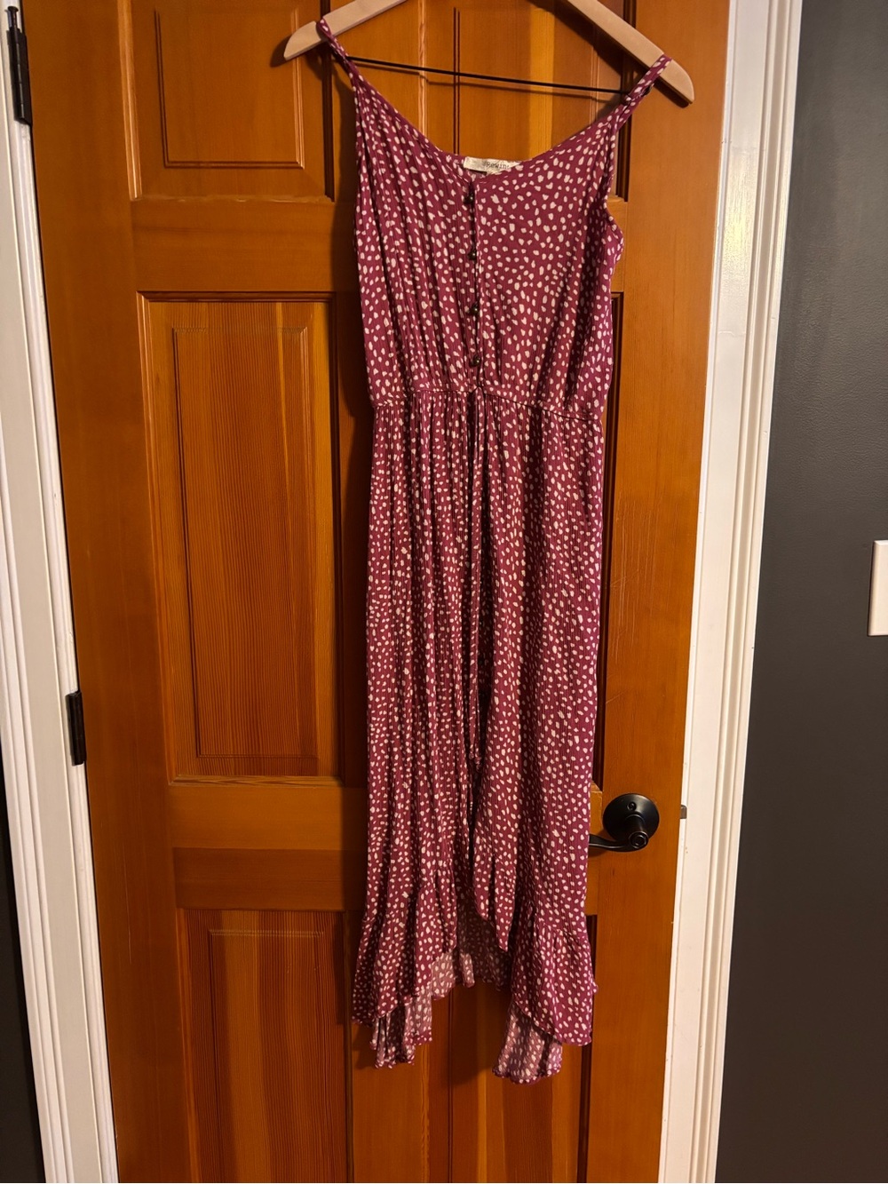 Juniors Rewind Dusty Rose Polka Dot Maxi Dress